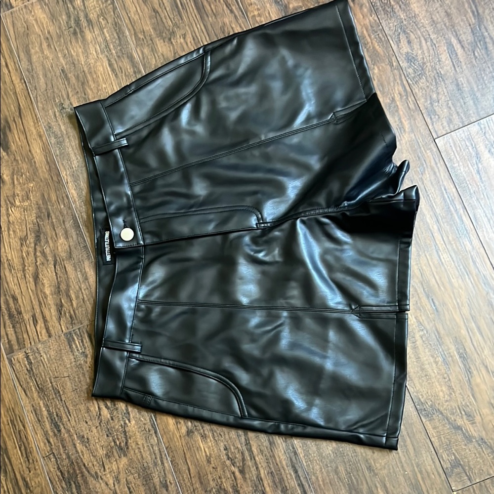 PrettyLittleThing Black Leatherette Shorts